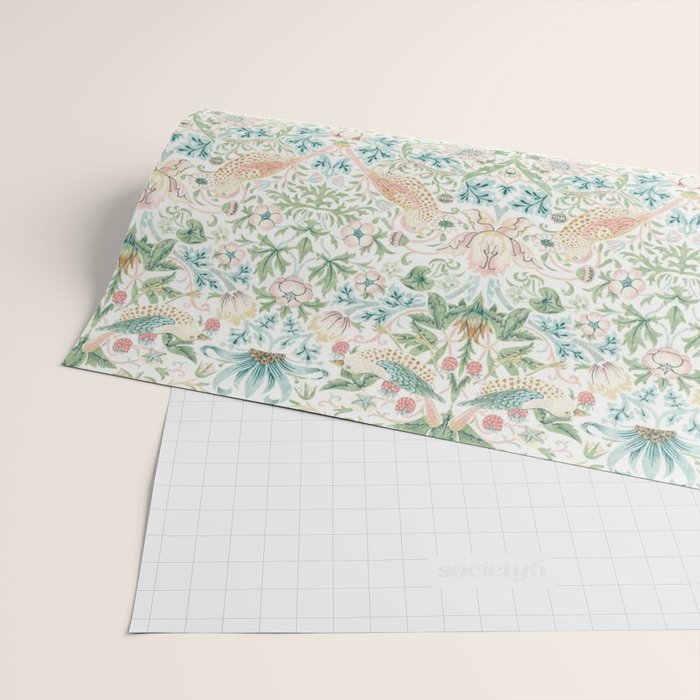 William Morris Strawberry Thief Cochineal Willow Wrapping Paper Gallery Image 2
