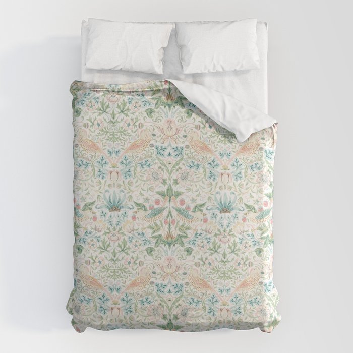 William Morris Strawberry Thief Cochineal Willow Duvet Cover Gallery Image 1
