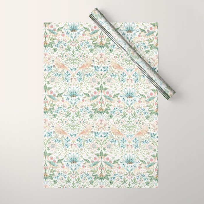 William Morris Strawberry Thief Cochineal Willow Wrapping Paper Gallery Image 1