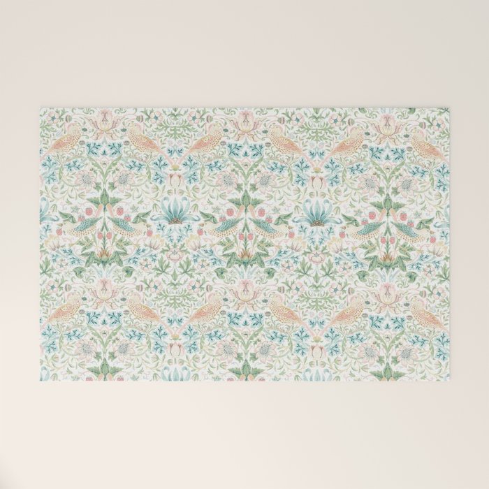 William Morris Strawberry Thief Cochineal Willow Welcome Mat Gallery Image 1