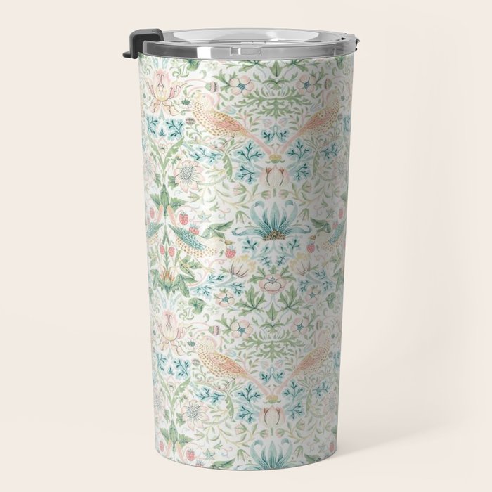 William Morris Strawberry Thief Cochineal Willow Travel Mug Gallery Image 3