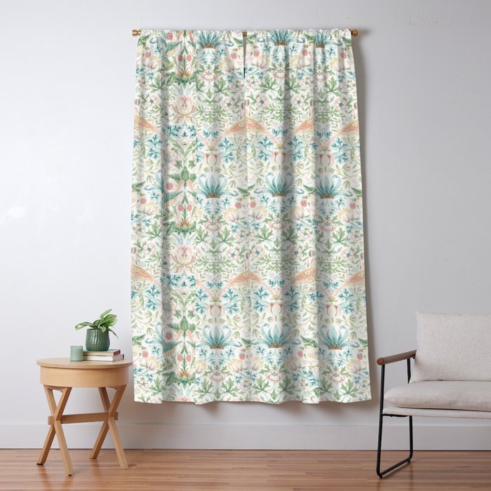 William Morris Strawberry Thief Cochineal Willow Window Curtain Gallery Image 1