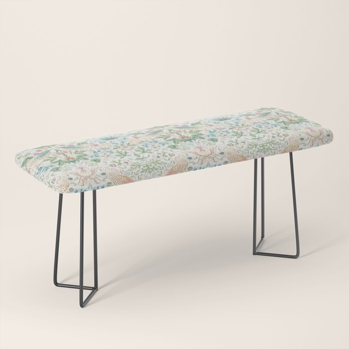 William Morris Strawberry Thief Cochineal Willow Bench Gallery Image 1