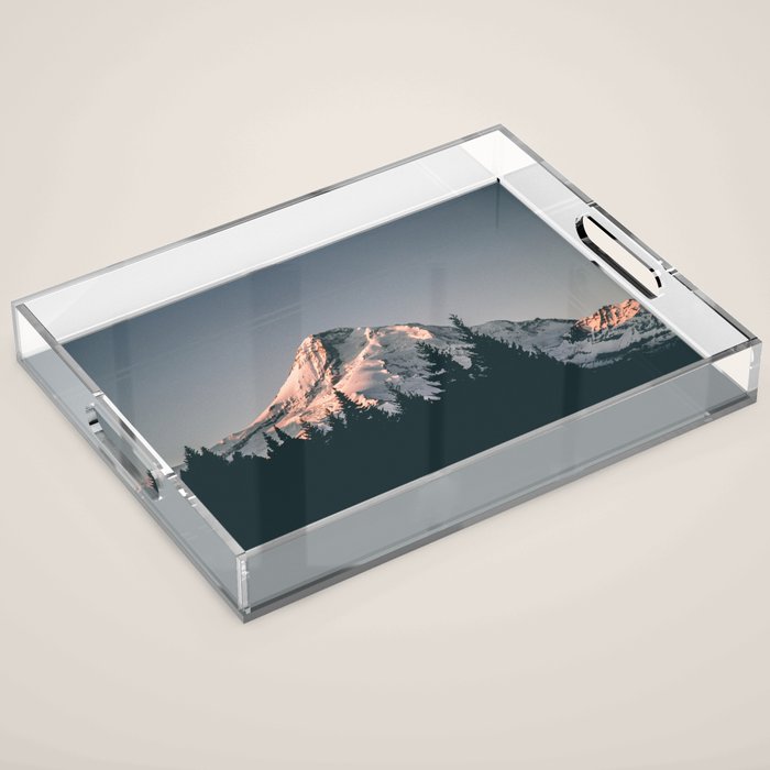 First Light on Mount Hood Acrylic Tray Gallery Image 1