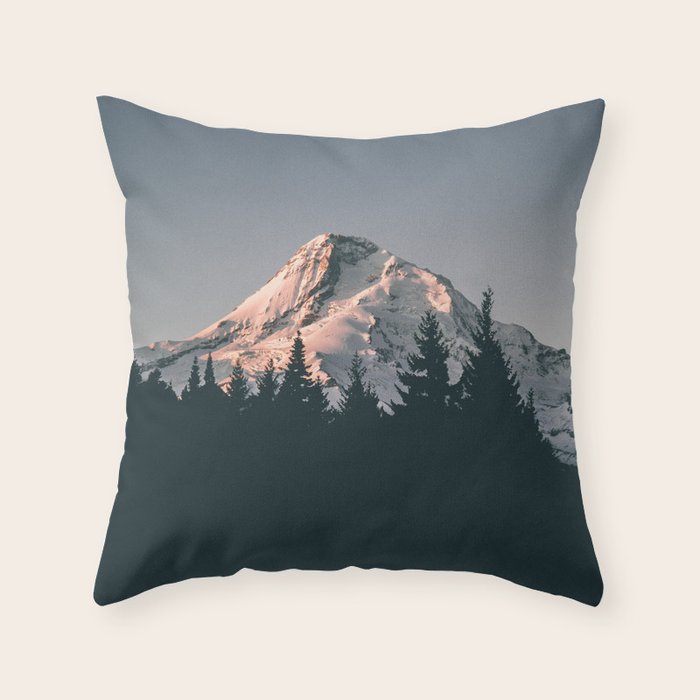 First Light on Mount Hood Throw Pillow Gallery Image 1