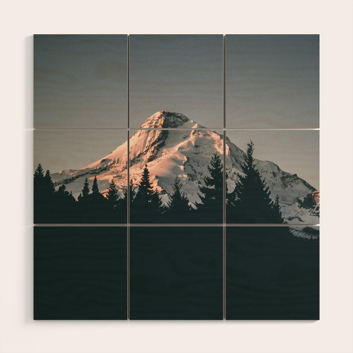 First Light on Mount Hood Wood Wall Art Gallery Image 1