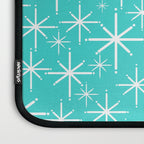 Mid Century Modern Twinkling Starburst Pattern in Robins Egg Turquoise Blue and White Laptop Sleeve Gallery Image 3