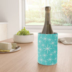 Mid Century Modern Twinkling Starburst Pattern in Robins Egg Turquoise Blue and White Wine Chiller Gallery Image 4
