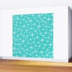 Mid Century Modern Twinkling Starburst Pattern in Robins Egg Turquoise Blue and White Wall Mural Gallery Image 2