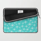 Mid Century Modern Twinkling Starburst Pattern in Robins Egg Turquoise Blue and White Laptop Sleeve Gallery Image 2
