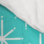 Mid Century Modern Twinkling Starburst Pattern in Robins Egg Turquoise Blue and White Comforter Gallery Image 4