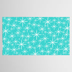 Mid Century Modern Twinkling Starburst Pattern in Robins Egg Turquoise Blue and White Tablecloth Gallery Image 2