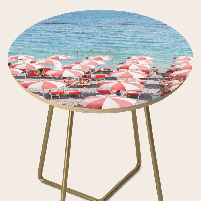 The Red Beach Umbrellas | Amalfi Coast Travel Photography | Europe Summer in Italy in Color Side Table Gallery Image 2