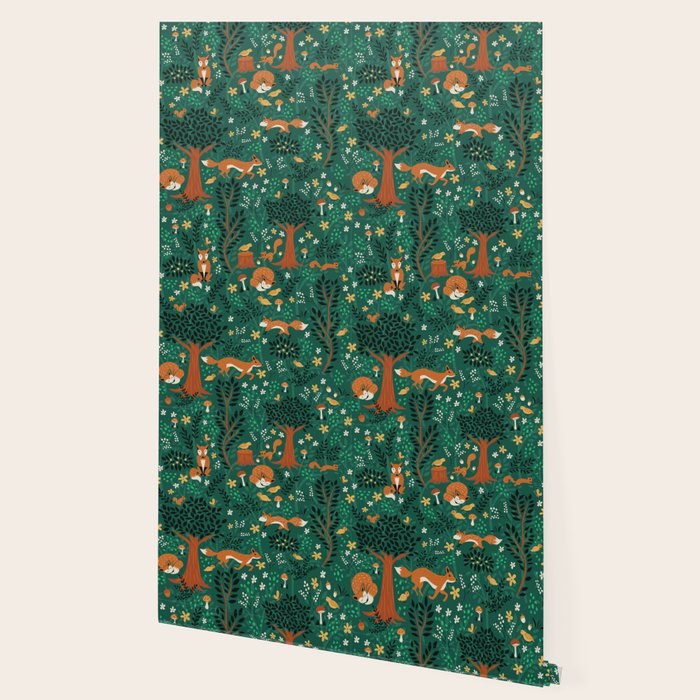 Foxes Playing in the Emerald Forest Wallpaper Gallery Image 2