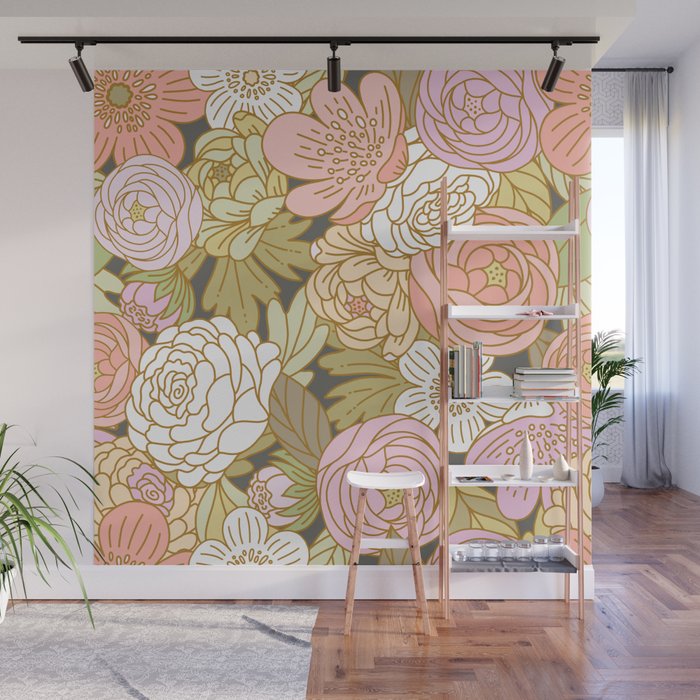 Boho Blooms | Pastel Fall Colors Wall Mural Gallery Image 1