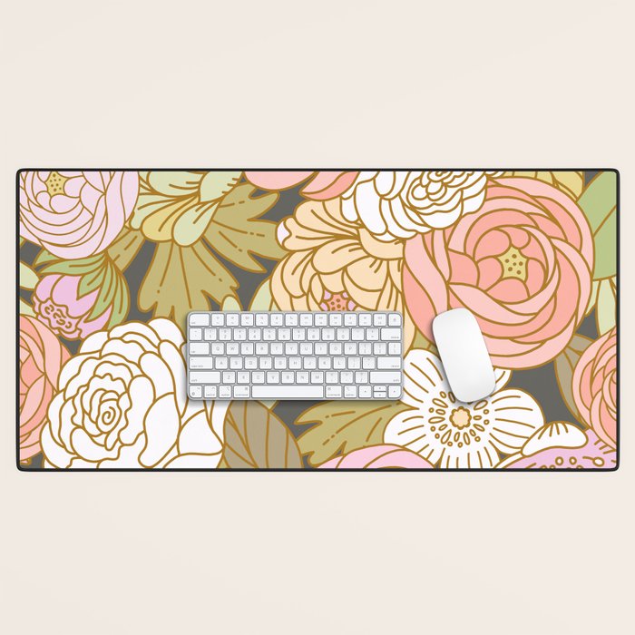 Boho Blooms | Pastel Fall Colors Desk Mat Gallery Image 1