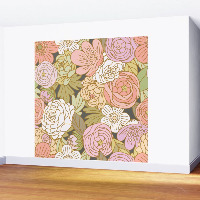 Boho Blooms | Pastel Fall Colors Wall Mural Gallery Image 2