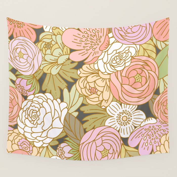 Boho Blooms | Pastel Fall Colors Wall Tapestry Gallery Image 4