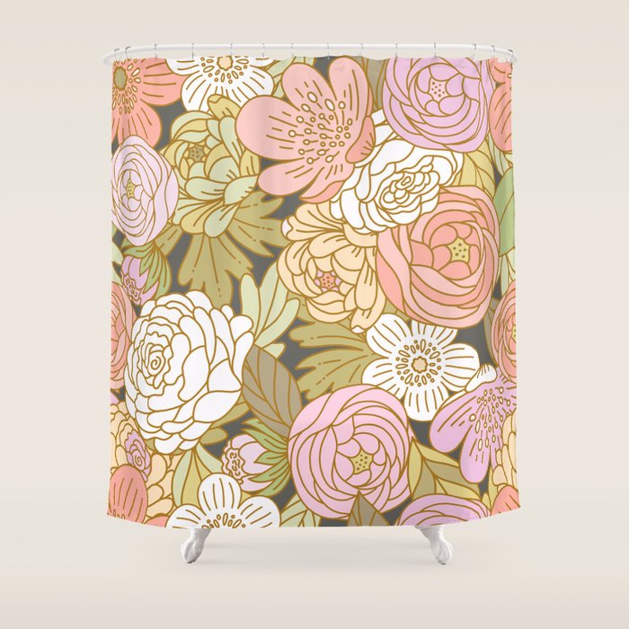 Boho Blooms | Pastel Fall Colors Shower Curtain Gallery Image 1