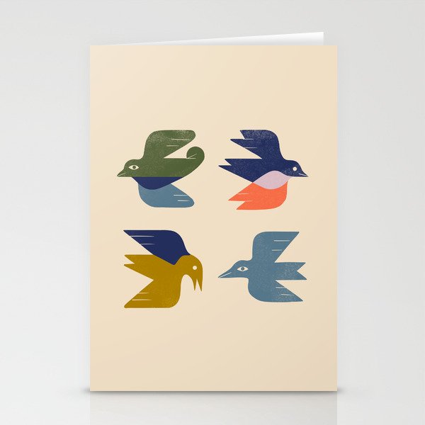 Four Birds Grid Stationery Card Gallery Image 2