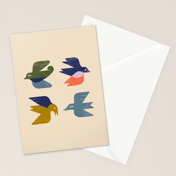 Four Birds Grid Stationery Card Gallery Image 2