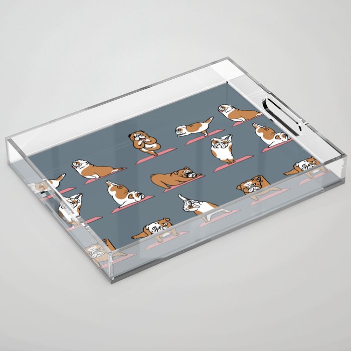 English Bulldog Yoga Acrylic Tray Gallery Image 1