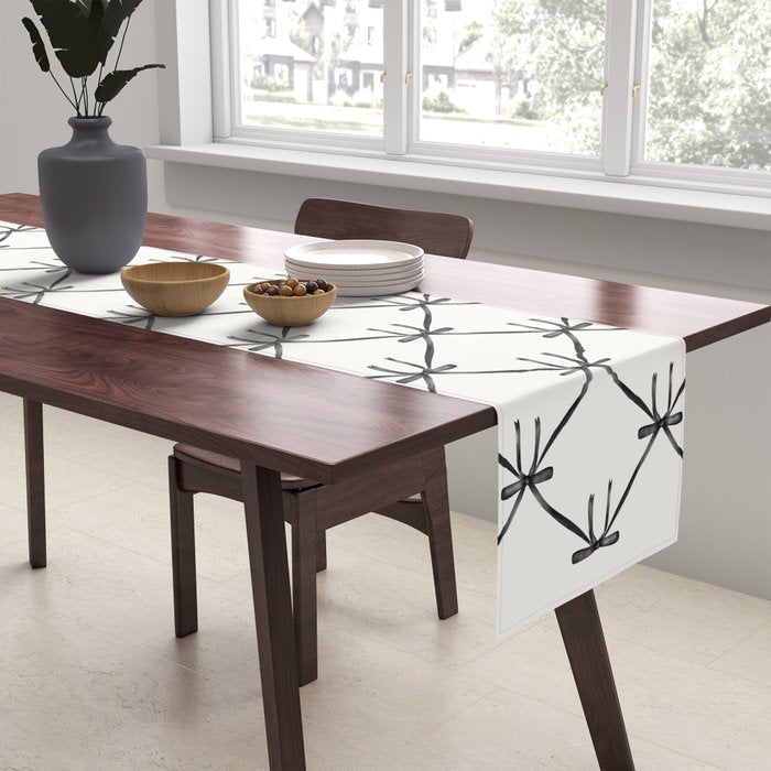 Bows & Ribbons Pattern IV Black and White Table Runner Gallery Image 2