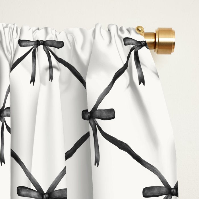 Bows & Ribbons Pattern IV Black and White Window Curtain Gallery Image 2