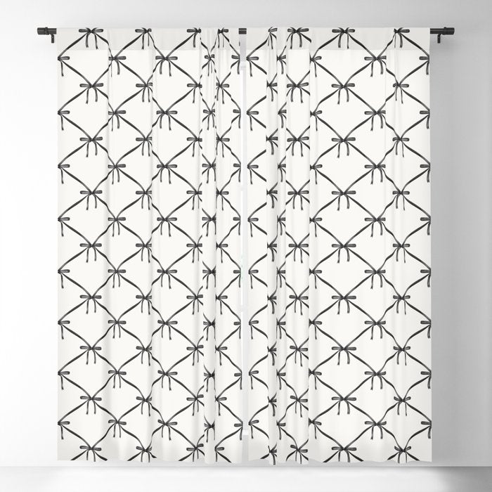 Bows & Ribbons Pattern IV Black and White Window Curtain Gallery Image 1