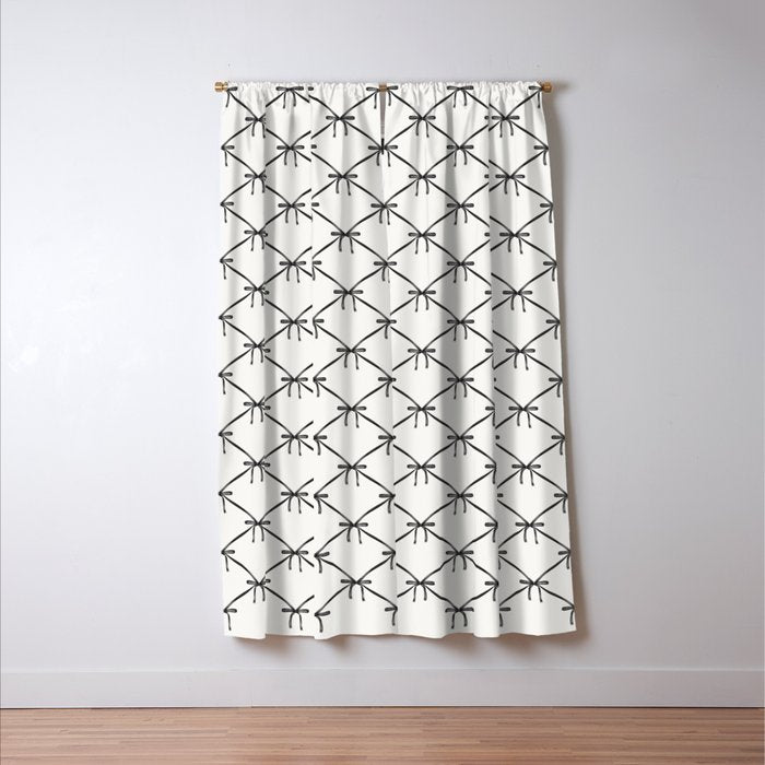 Bows & Ribbons Pattern IV Black and White Window Curtain Gallery Image 3