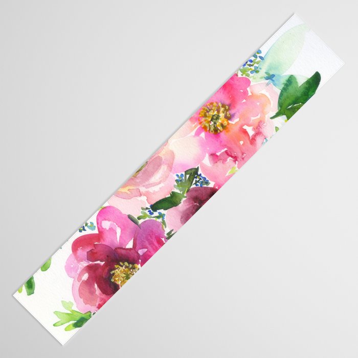 5 pink peonies in watercolor Table Runner Gallery Image 3