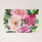5 pink peonies in watercolor Welcome Mat Gallery Image 1