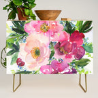 5 pink peonies in watercolor Credenza Gallery Image 1