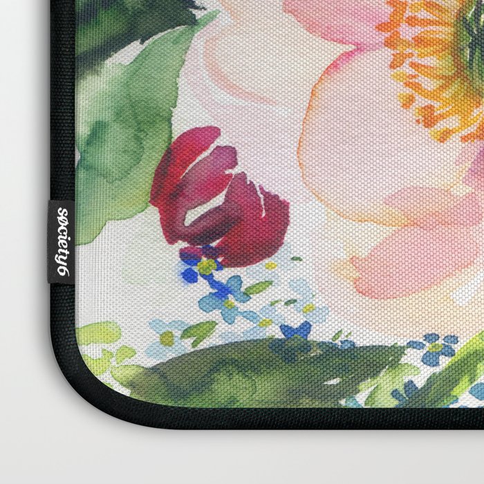 5 pink peonies in watercolor Laptop Sleeve Gallery Image 3