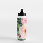 5 pink peonies in watercolor Water Bottle Gallery Image 3