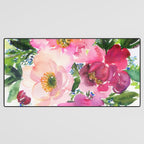 5 pink peonies in watercolor Desk Mat Gallery Image 3
