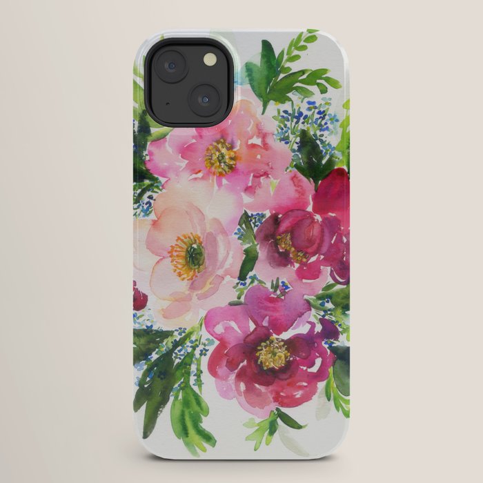 5 pink peonies in watercolor iPhone Case Gallery Image 26