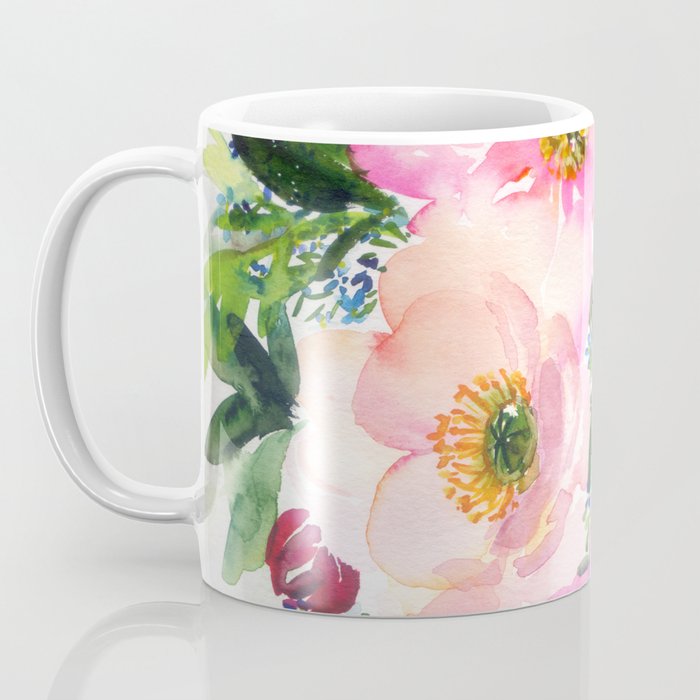5 pink peonies in watercolor Coffee Mug Gallery Image 3