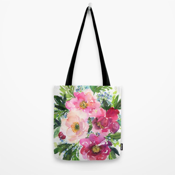 5 pink peonies in watercolor Tote Bag Gallery Image 2