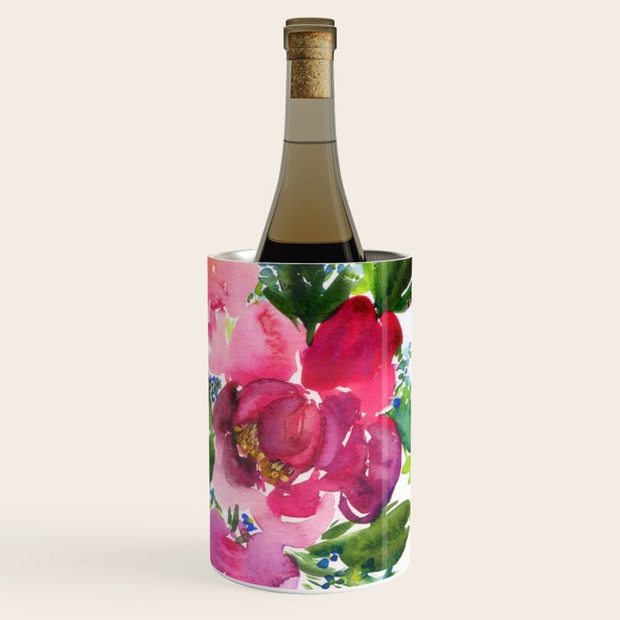 5 pink peonies in watercolor Wine Chiller Gallery Image 3