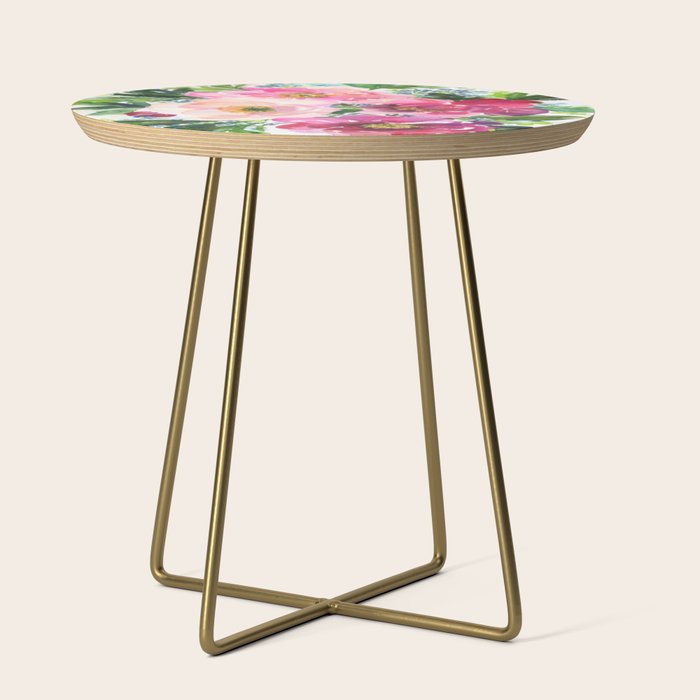 5 pink peonies in watercolor Side Table Gallery Image 1