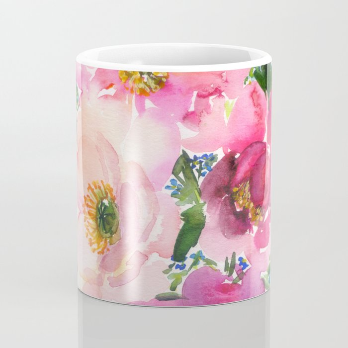 5 pink peonies in watercolor Coffee Mug Gallery Image 4