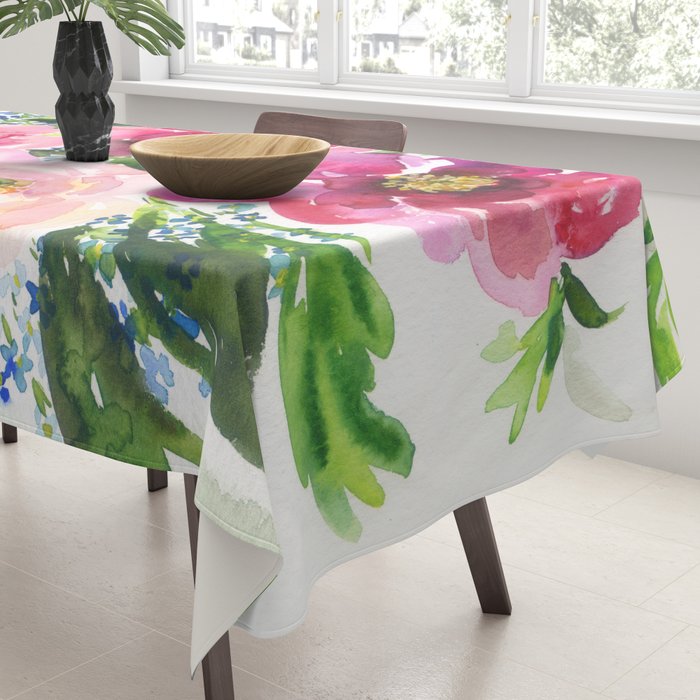 5 pink peonies in watercolor Tablecloth Gallery Image 3