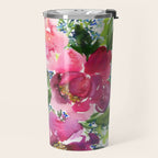5 pink peonies in watercolor Travel Mug Gallery Image 2