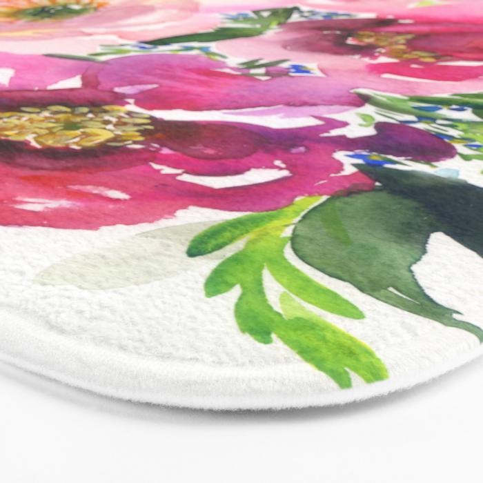 5 pink peonies in watercolor Bath Mat Gallery Image 3