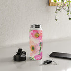 5 pink peonies in watercolor Water Bottle Gallery Image 4