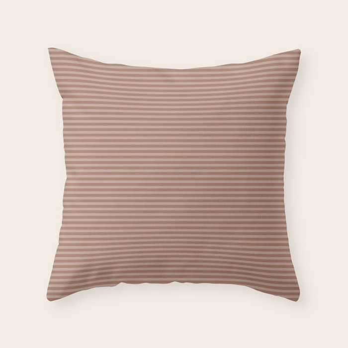 Fine Stripes Narrow Stripe Pattern in Mocha Brown Monochrome Throw Pillow Gallery Image 6