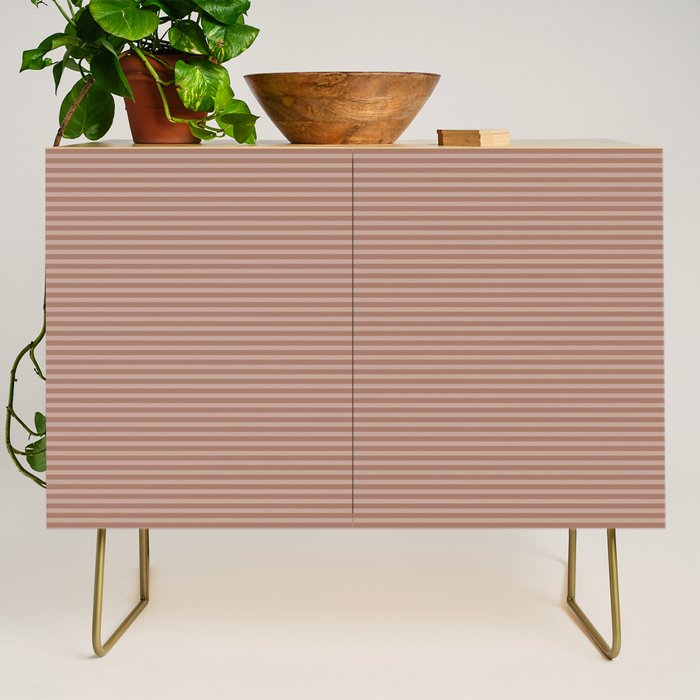 Fine Stripes Narrow Stripe Pattern in Mocha Brown Monochrome Credenza Gallery Image 1