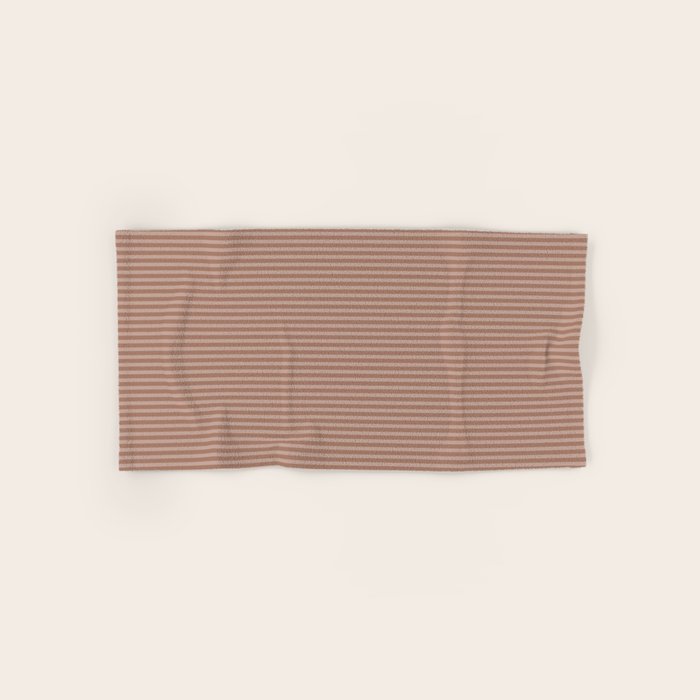 Fine Stripes Narrow Stripe Pattern in Mocha Brown Monochrome Bath Towel Gallery Image 1