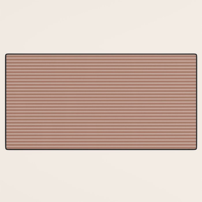Fine Stripes Narrow Stripe Pattern in Mocha Brown Monochrome Desk Mat Gallery Image 3